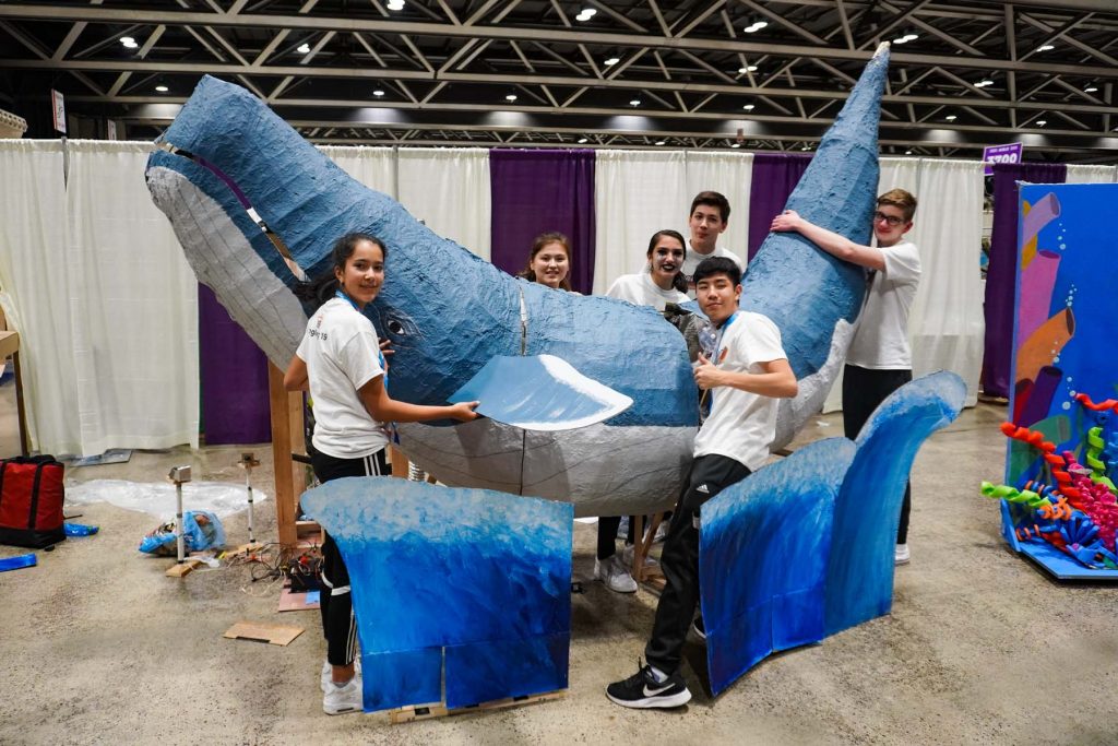 Students working on a prop during a Destination Imagination tournament