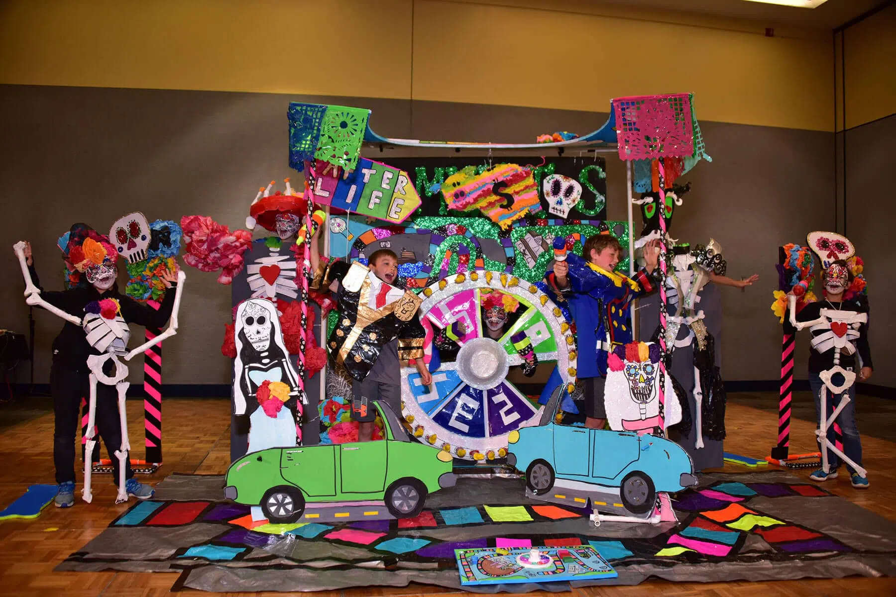 Students participating in a challenge during a Destination Imagination tournament