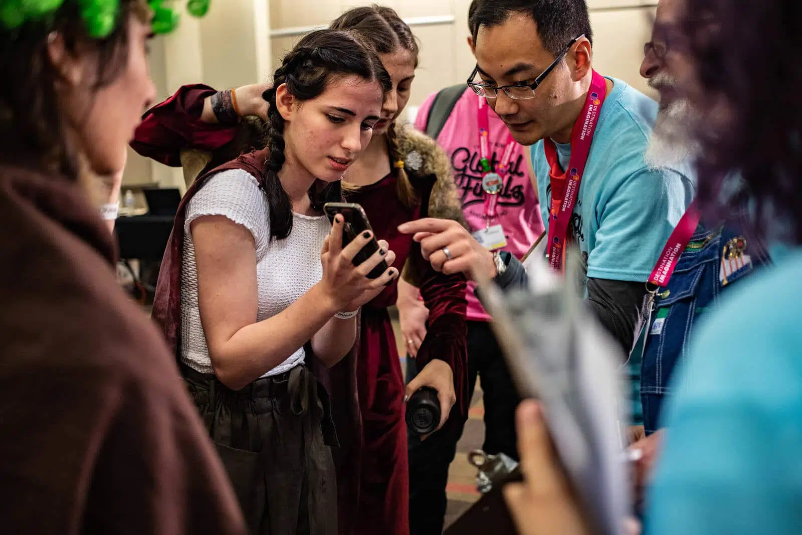 Student talking to a Destination Imagination tournament official