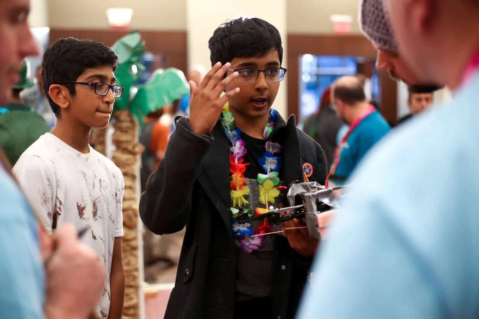 Student talking to a Destination Imagination tournament official