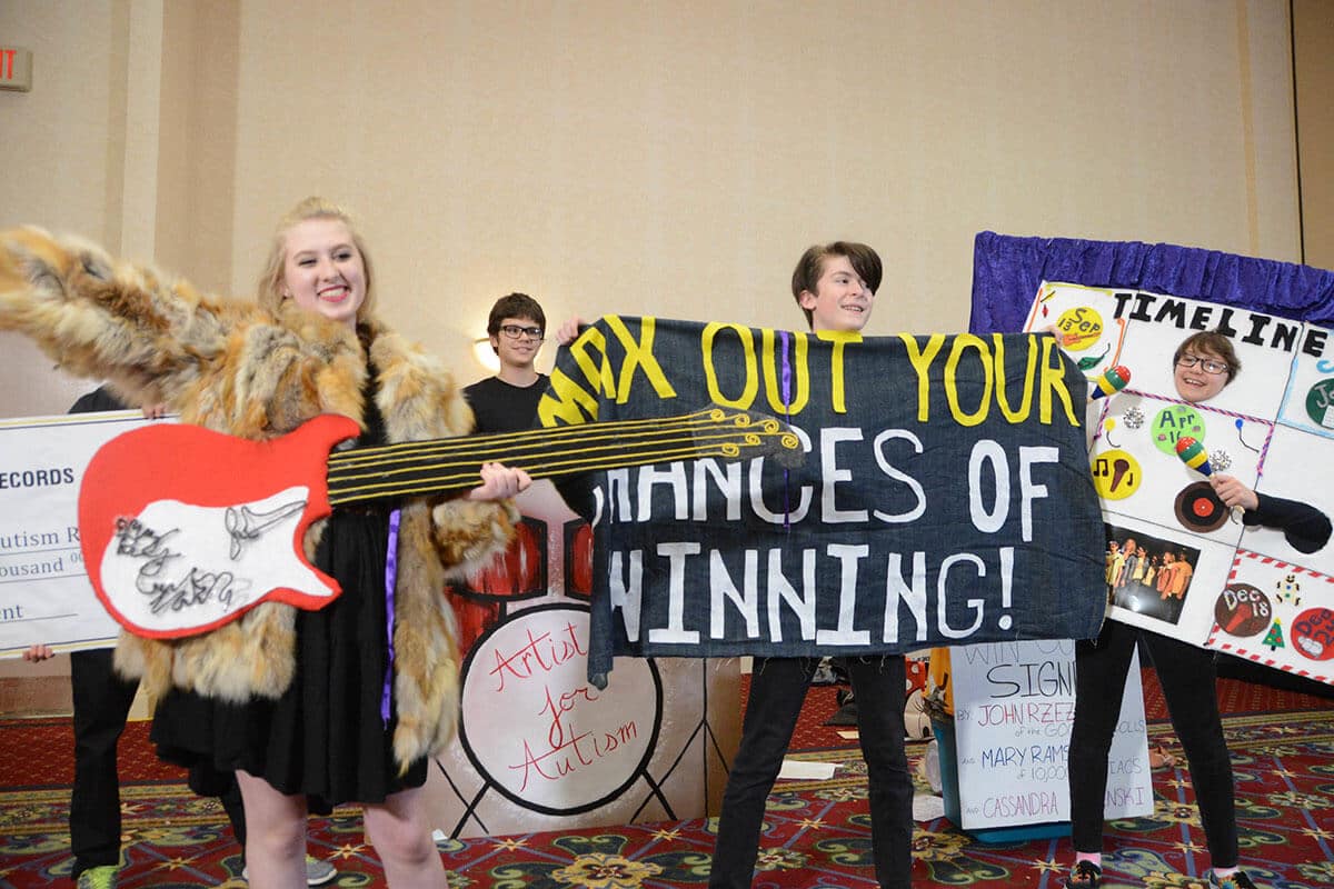Students participating in a challenge during a Destination Imagination tournament